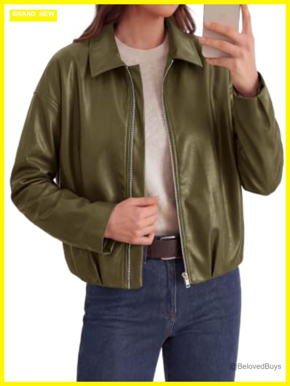 Faux Leather Motorcycle Jacket for Women Edgy Zip Up Coat